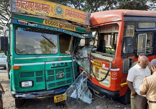 बहिरेवाडीजवळ एस.टी. व ट्रकची समोरासमोर धडक, सात जण जखमी