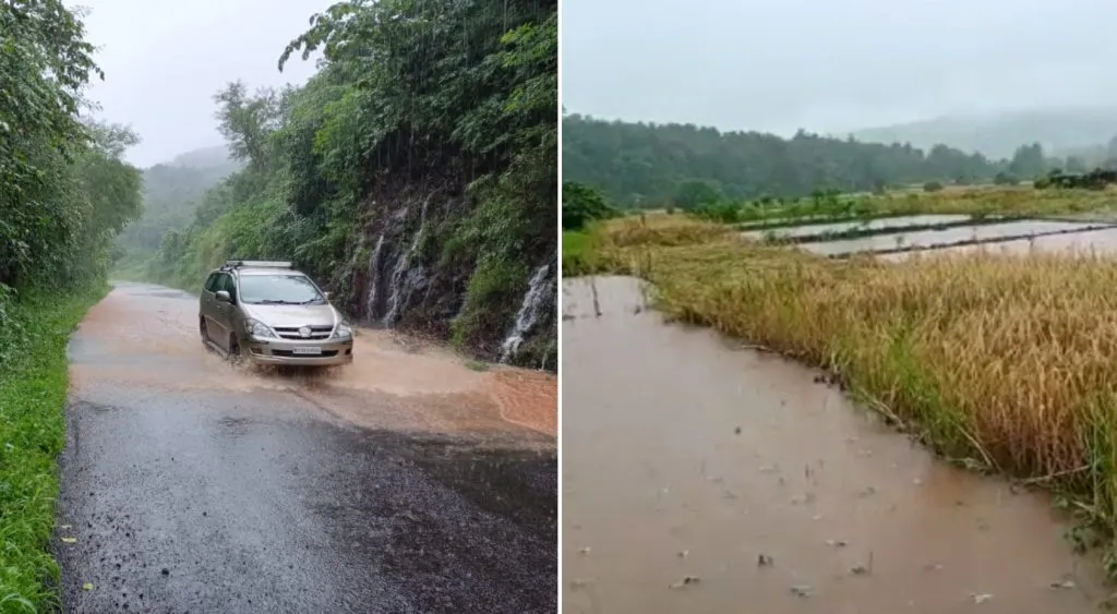 मुसळधार पावसामुळे आरवली ते बावनदी महामार्गावर पाणी