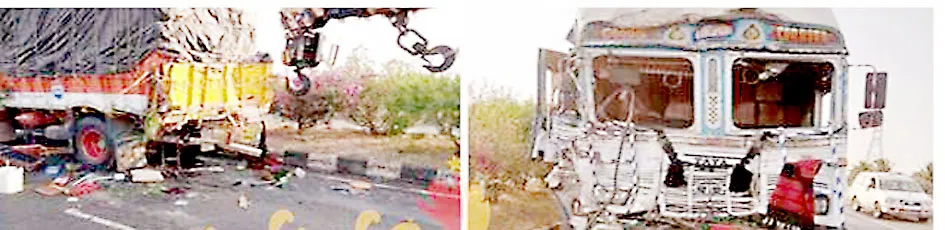 थांबलेल्या ट्रकला अपघात : चालकासह दोघे ठार