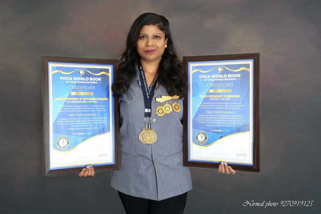 सातारच्या जान्हवी इंगळेचा योगविश्वात सलग तिसरा विश्वविक्रम