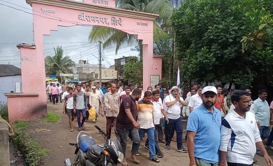 शिये येथून दुसऱ्या दिवसाच्या जलसमाधी पदयात्रेला सुरुवात