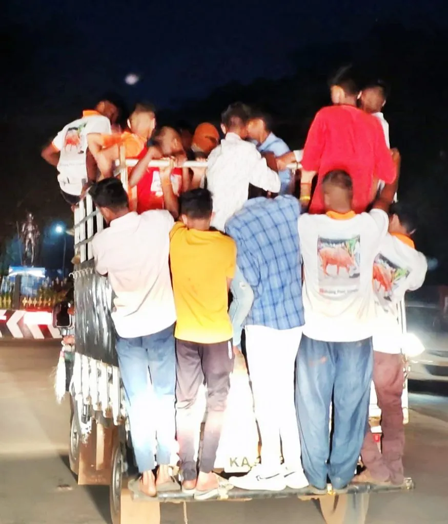 मालवाहू वाहनातून जीवघेणी वाहतूक