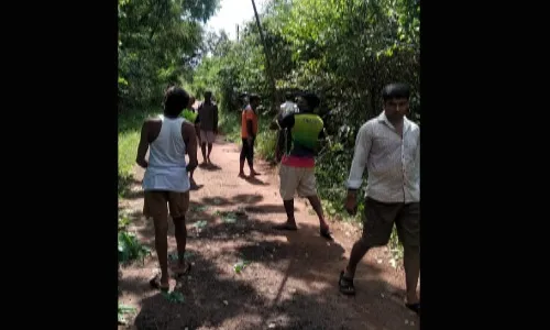 शिंदे गटातर्फे आडेली गावातील रस्त्याची साफसफाई