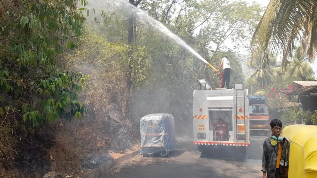 सावंतवाडीतील मोर डोंगरी परिसरातील जंगलाला अचानक लागली आग !