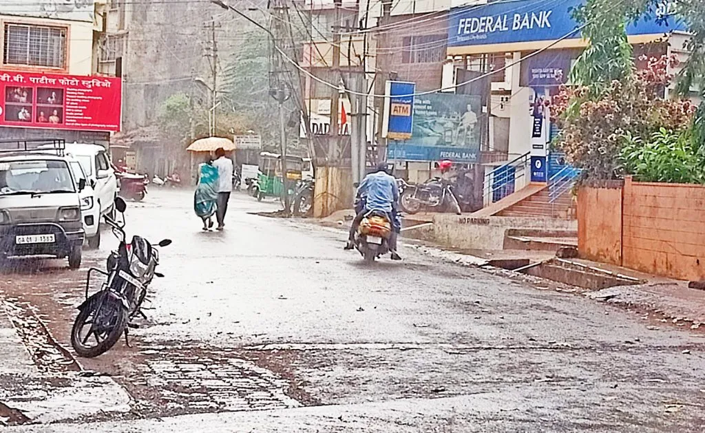 शहरात जोरदार वाऱ्यासह पावसाचे आगमन