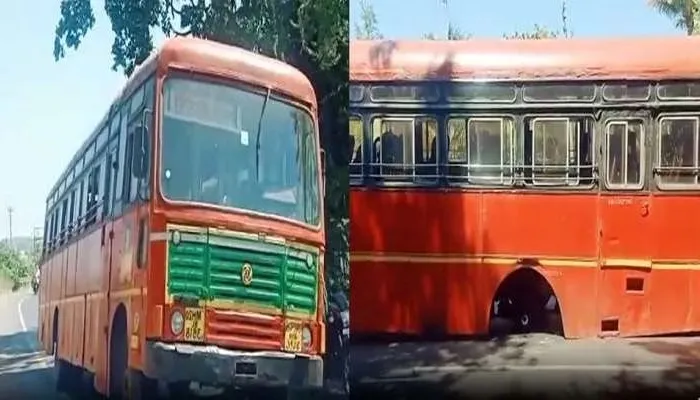 भरधाव वेगातील लालपरीची दोन चाकं निखळली; नशीब बलवत्तर म्हणून बचावले प्रवाशी!