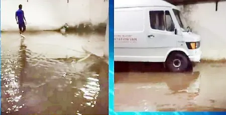 mapusa : Water filled in the basement of District Azilo Hospital.