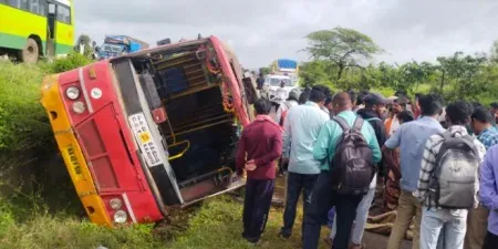 KSRTC bus overturns near Suvarna Soudhan; passenger with guide seriously injured