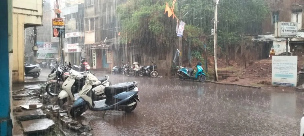 Heavy rains lashed the city