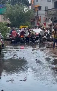 Sewage water on the road in Krantinagar