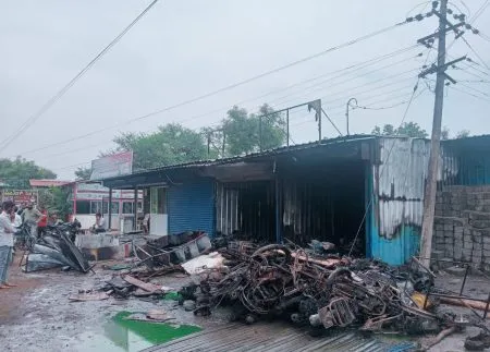 Fire at garage-automobile shop in Sankeshwar