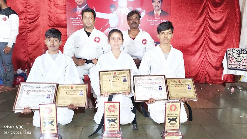 Black belts to three players of Indian Karate Association