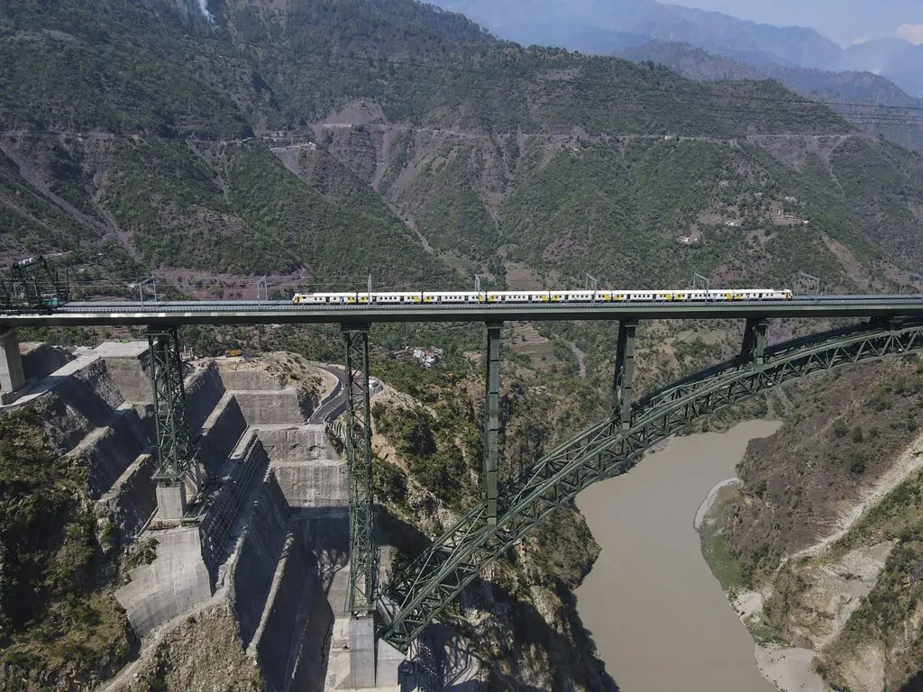 The train ran over the Chenab Bridge