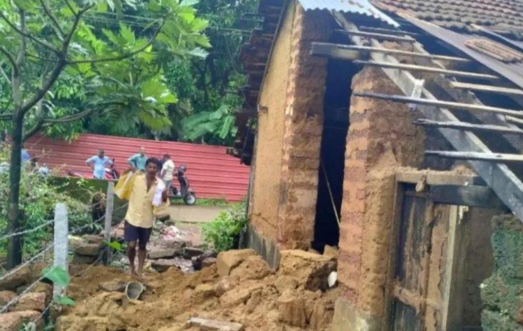 An old woman was killed when a wall collapsed in Karwar taluk
