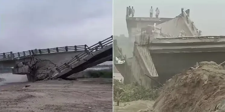 उद्घाटनापूर्वीच कोसळला 12 कोटीचा पूल 12 crore bridge collapsed before the inauguration