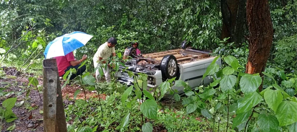 Car accident near the beach due to bushes