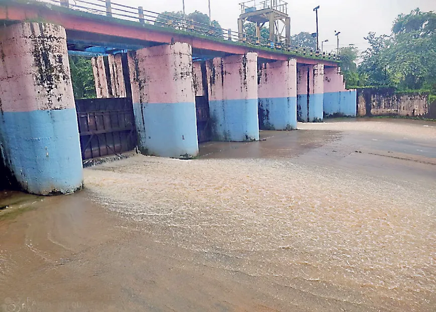 Two gates of Rakskop Reservoir opened