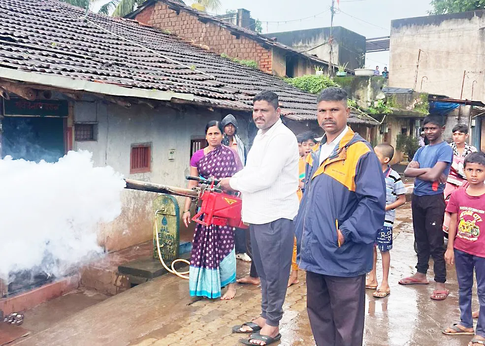 Spraying of medicine in Savgaon area