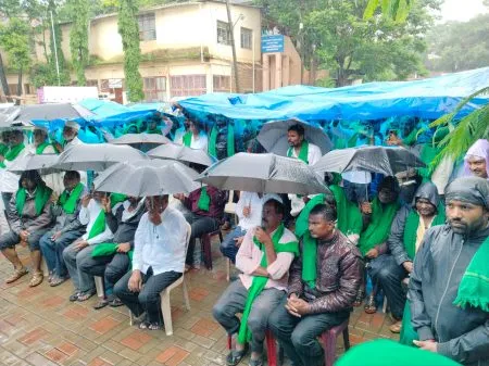 Farmers staged a protest in front of the collector office