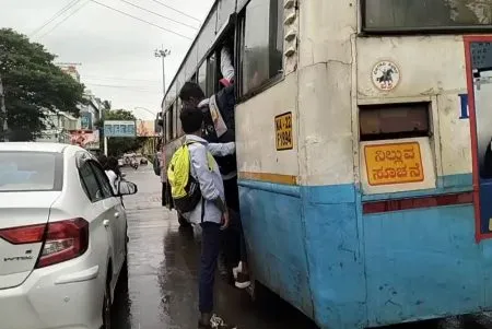 Due to irregular bus services students have to face dangerous journey