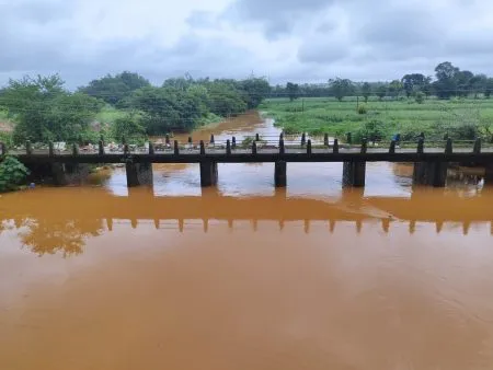 Markandeya river flowing at full capacity