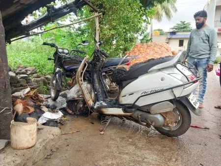 Two bikes set on fire by miscreants in Dhamana