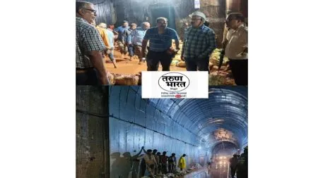 पेडणे टनेल मधील चिखल हटविण्यासाठी रेल्वे प्रशासनाचे युद्धपातळीवर काम सुरु