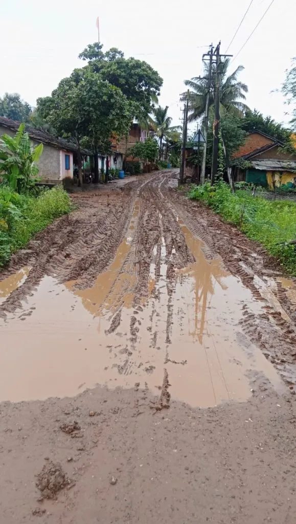 Road destroyed due to illegal sand transport at Pur