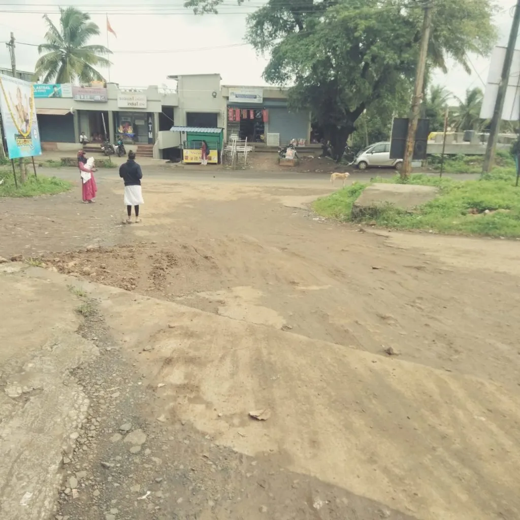 The plight of the road in front of the Vijayanagara Sai Temple