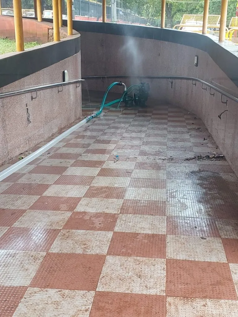 Provision of two pump sets for pumping water from subway