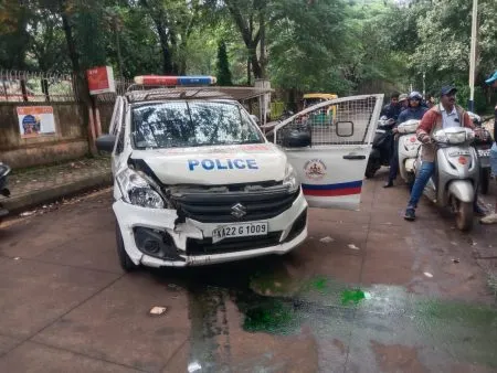 A private car collided with a police vehicle