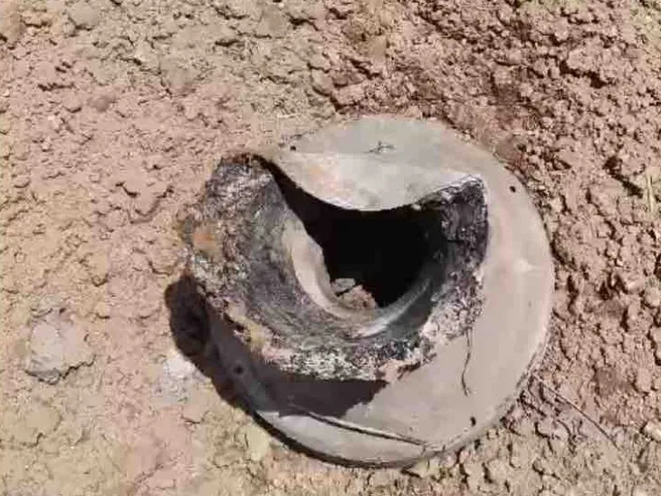 A bomb-like object that fell from a fighter plane