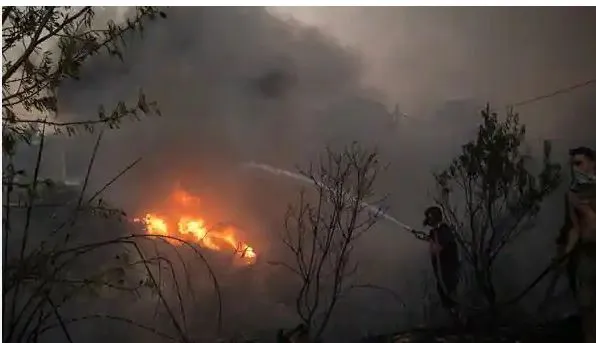 A fire broke out near Athens, Greece