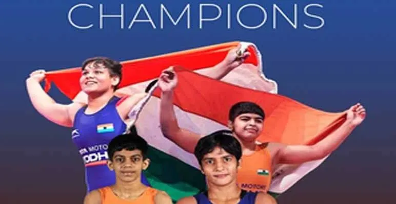 Four Indian women wrestlers won gold medals