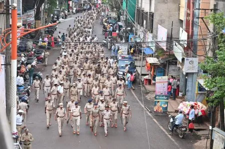 Police show of force on the immersion procession route