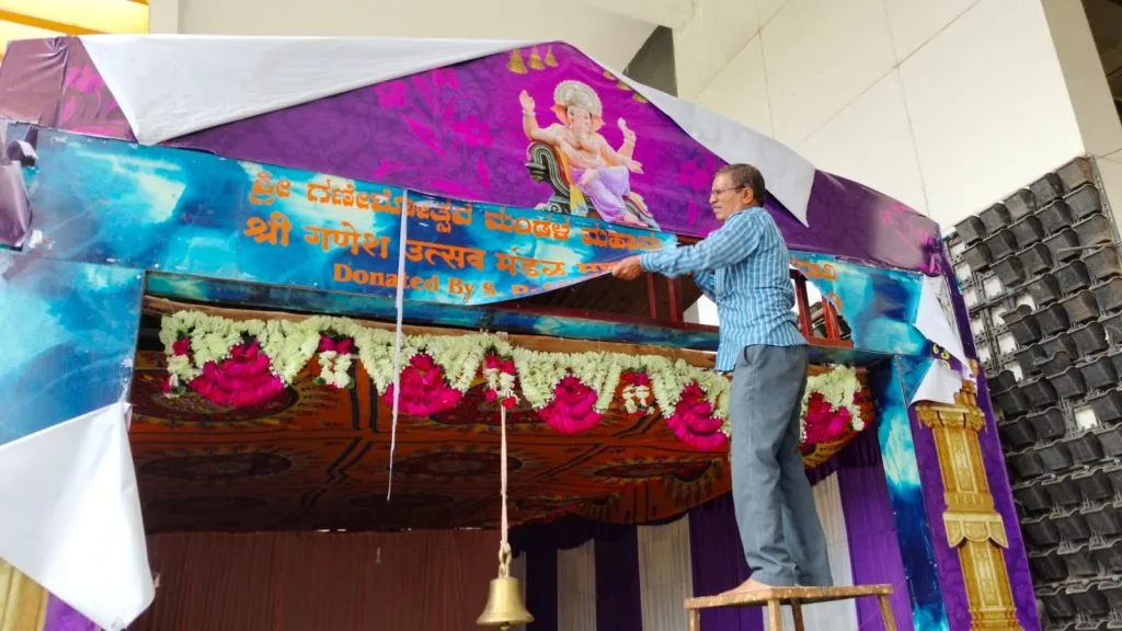 A handful of Kannada activists protested again in front of the Municipal Corporation