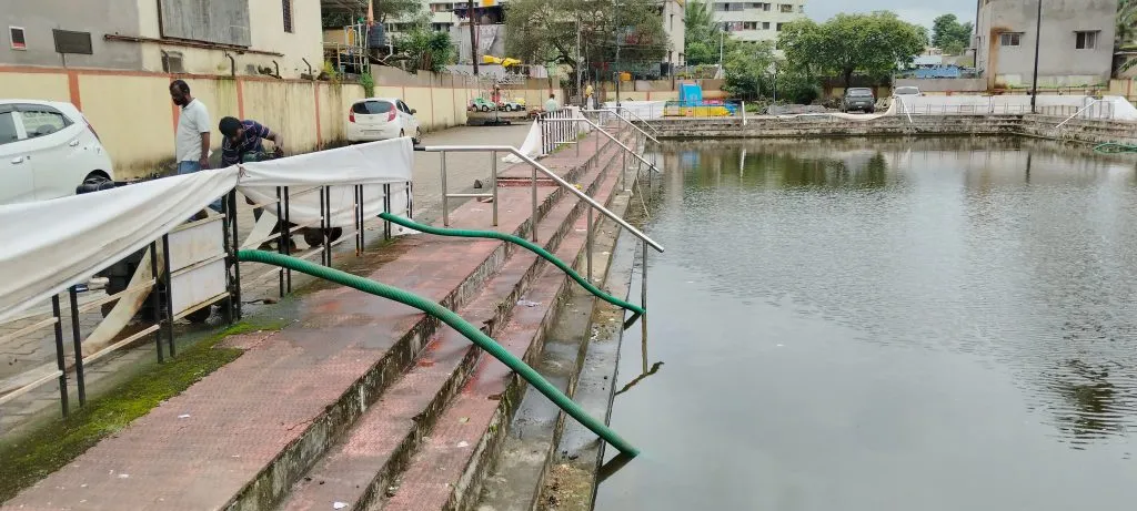 कपिलेश्वर विसर्जन तलावाची स्वच्छता Cleaning of Kapileshwar immersion pond