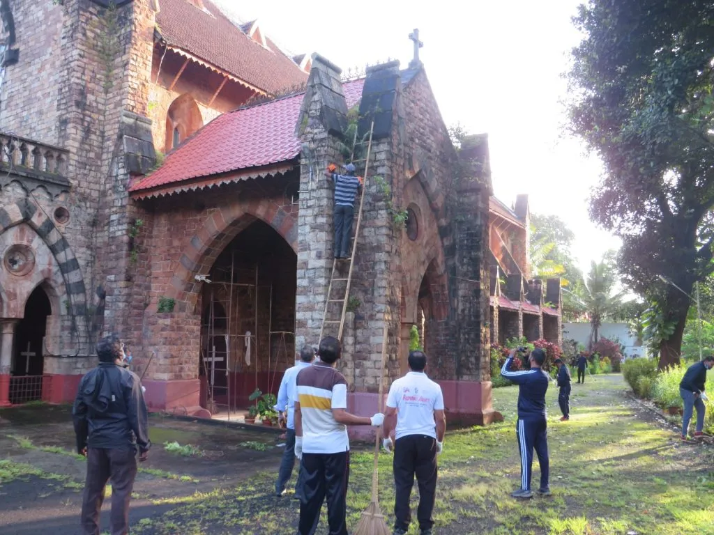 Cleaning of St. Mary's Church by Cantonment staff