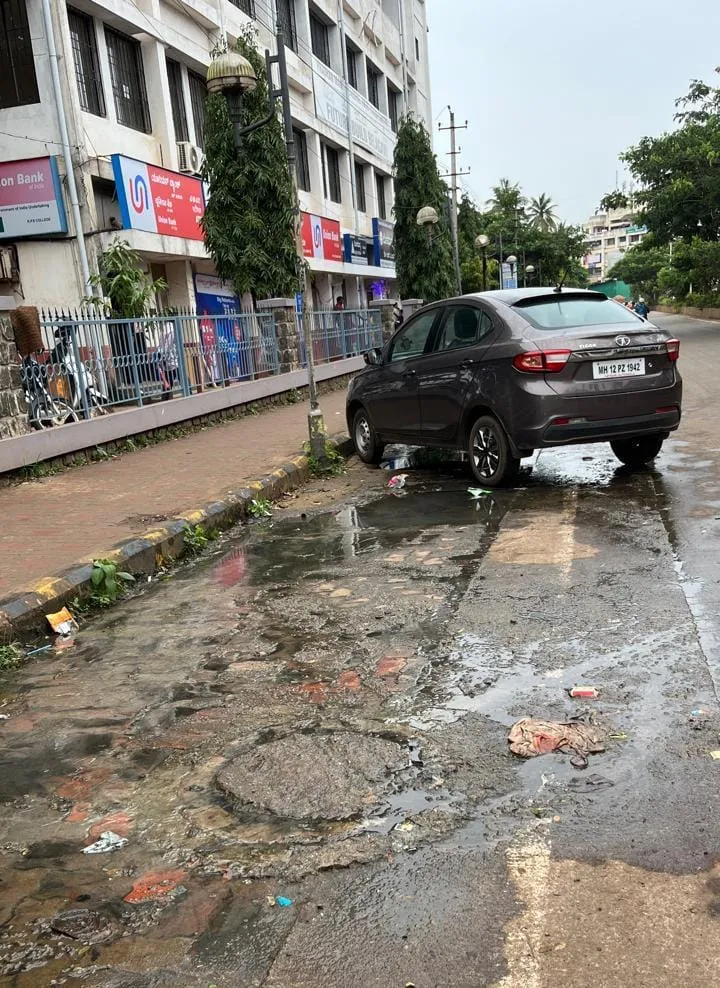 Drainage water on road in front of RPD college