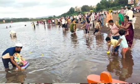 Satara district Immersion of Gaurai and Ganapati