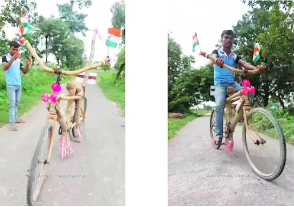 पाचशे रुपयात बांबूची सायकल A bamboo bicycle for five hundred rupees