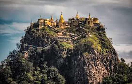 A monastery on a volcanic mountain