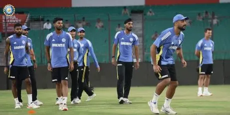 A thorough practice by the Indian team