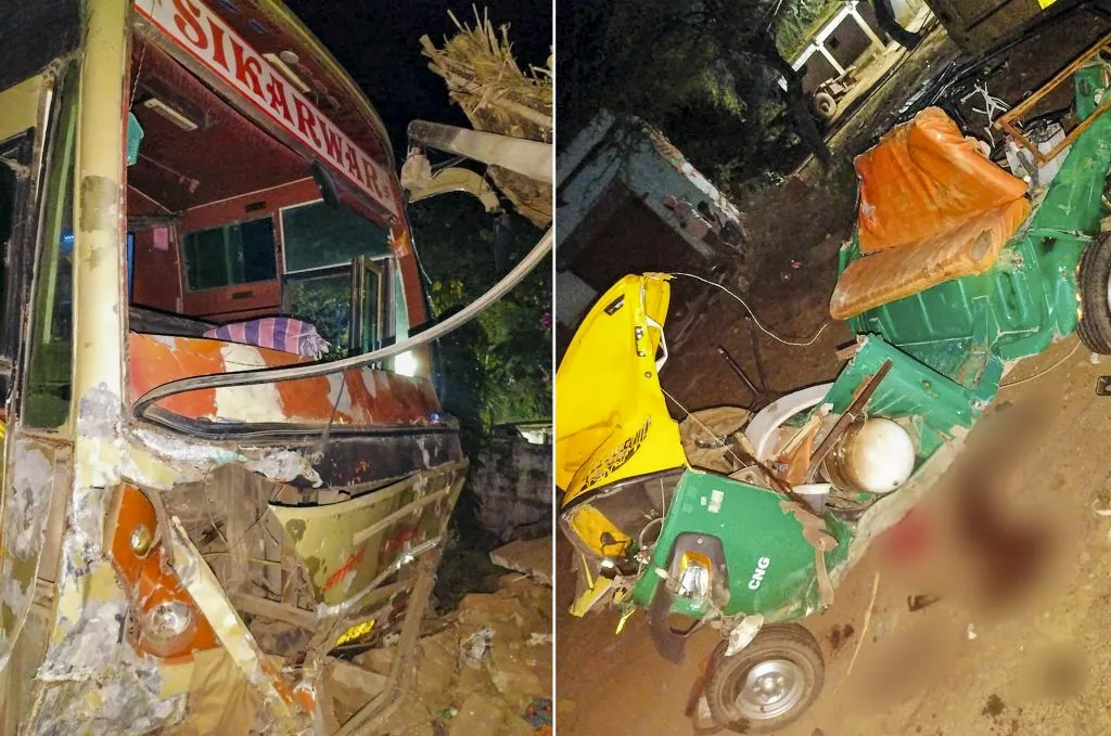 12 killed including 8 children in bus-tempo collision