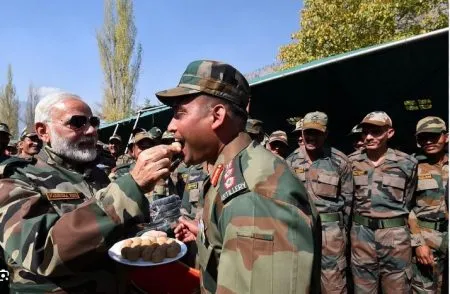 Distribution of sweets on the border after India-China withdrawal