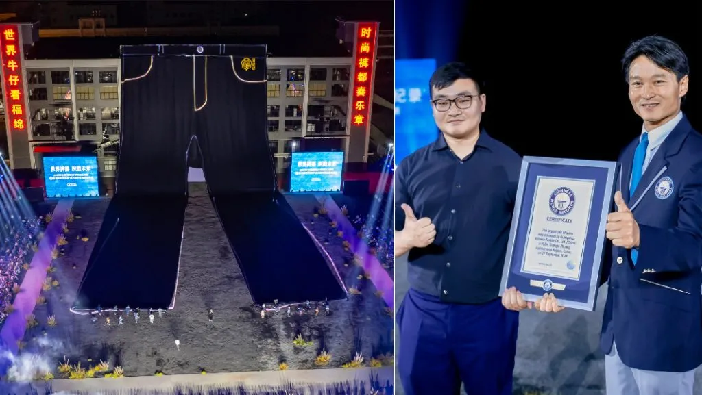 Longest jeans, 3600 kg weight button