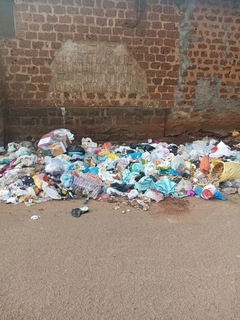Garbage heaps at the entrance itself