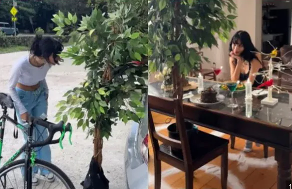 झाडांशी ‘डेटिंग’ करणारी महिला A woman 'dating' trees