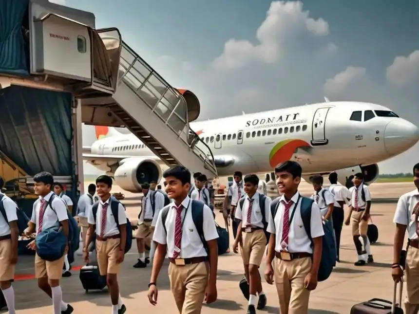 Students take educational trips by plane