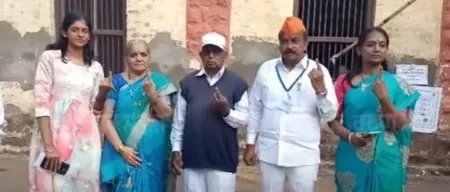 Rajendra Latkar exercised his right to vote with his family.